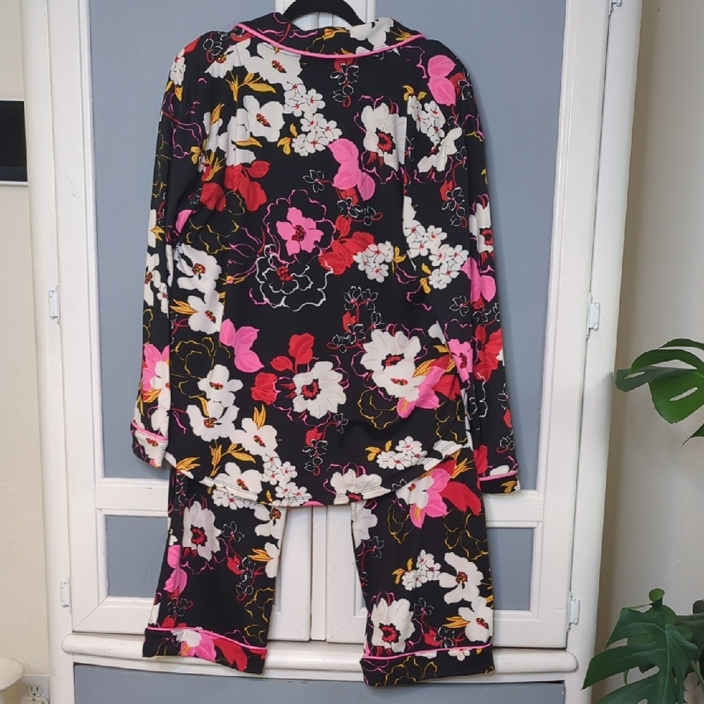 Floral Black & Pink Pajama Set - Women's Intimates Cottagecore Soft Girl Large - Picture 5 of 5